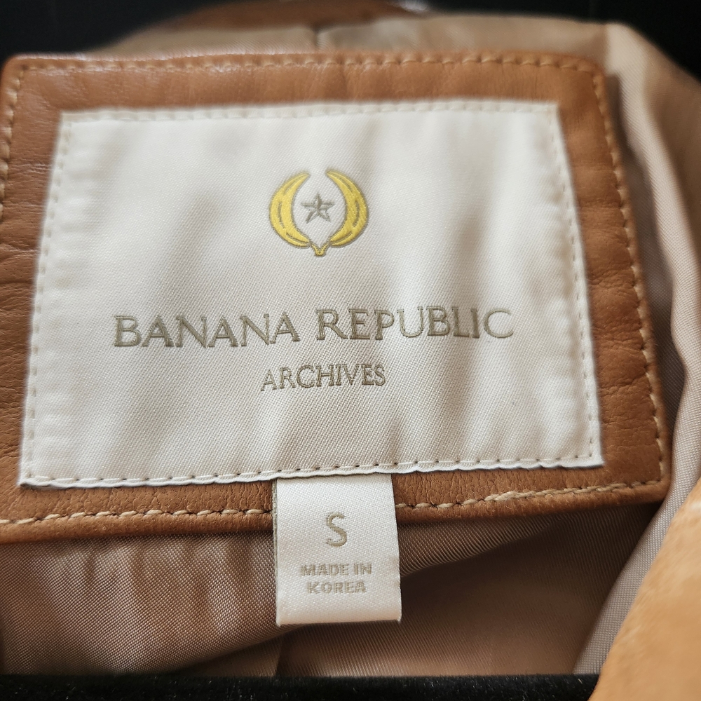 Men's Tan Fringe Leather Jacket Banana Republic - Picture 4 of 6